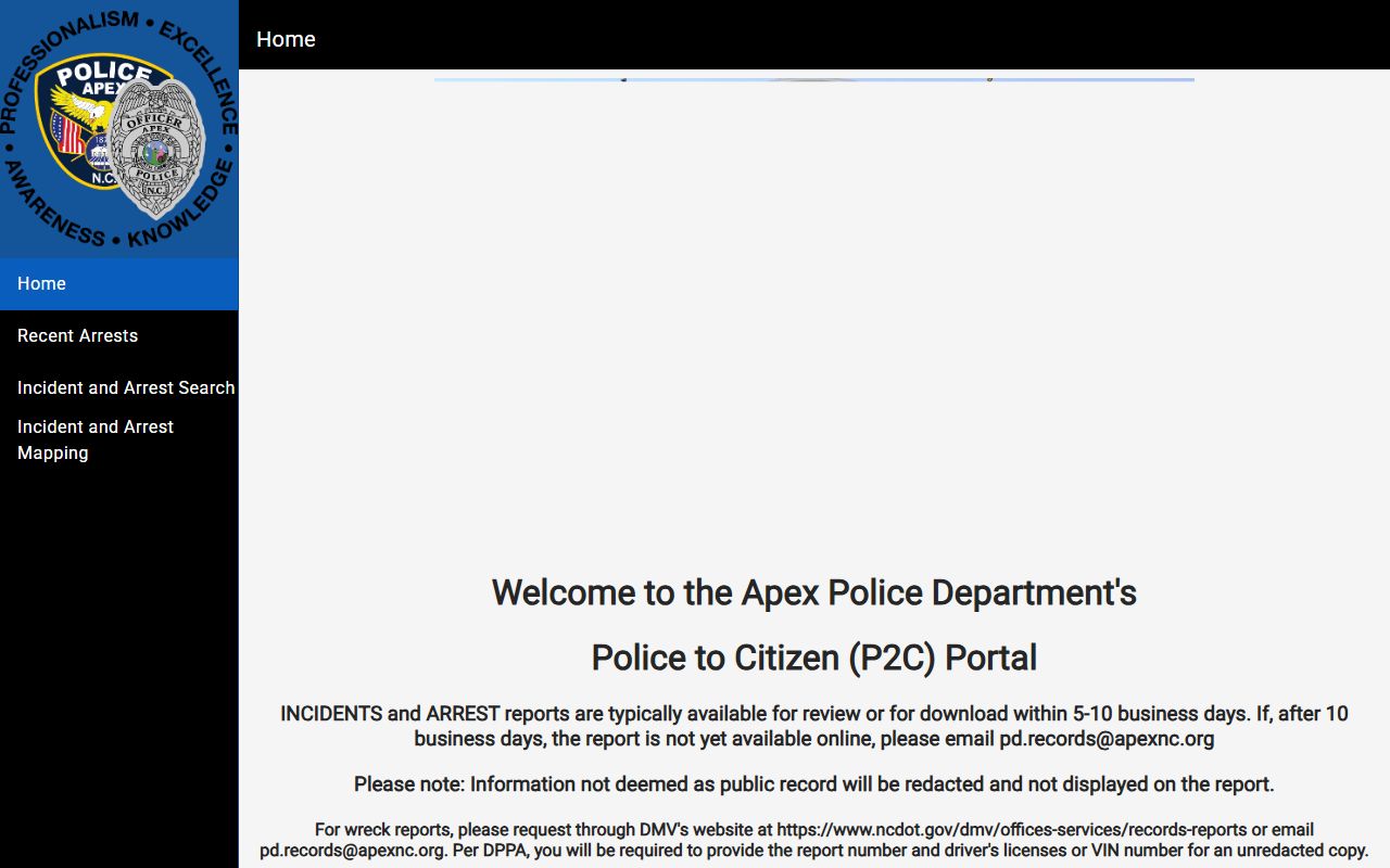 Apex and Cary area Police to Citizen portal for warrant records searches