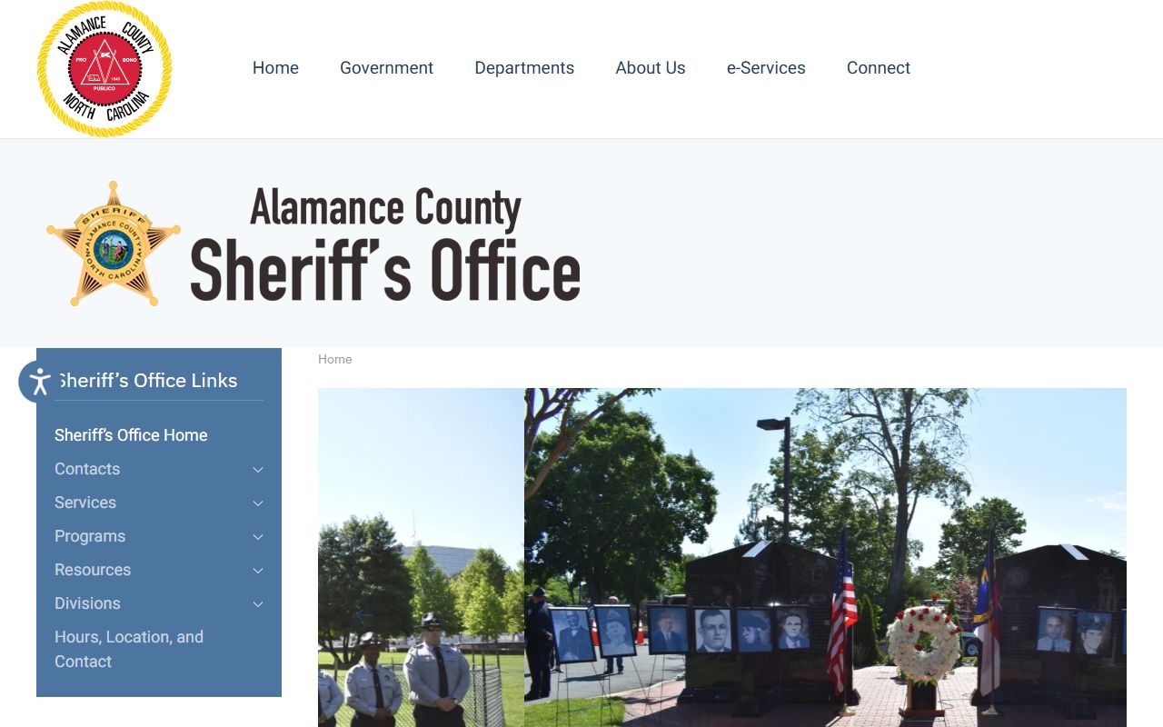 Alamance County Sheriff Office website for Burlington warrant record searches