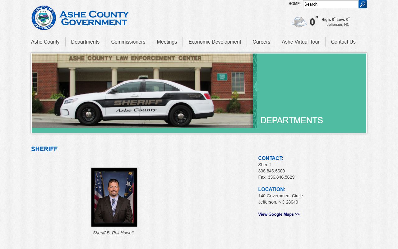 Ashe County Sheriff Office website for warrant records