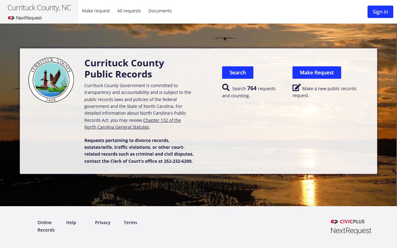 Currituck County public records request portal