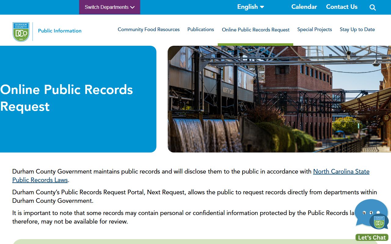 Durham County public records portal for warrant and court records access