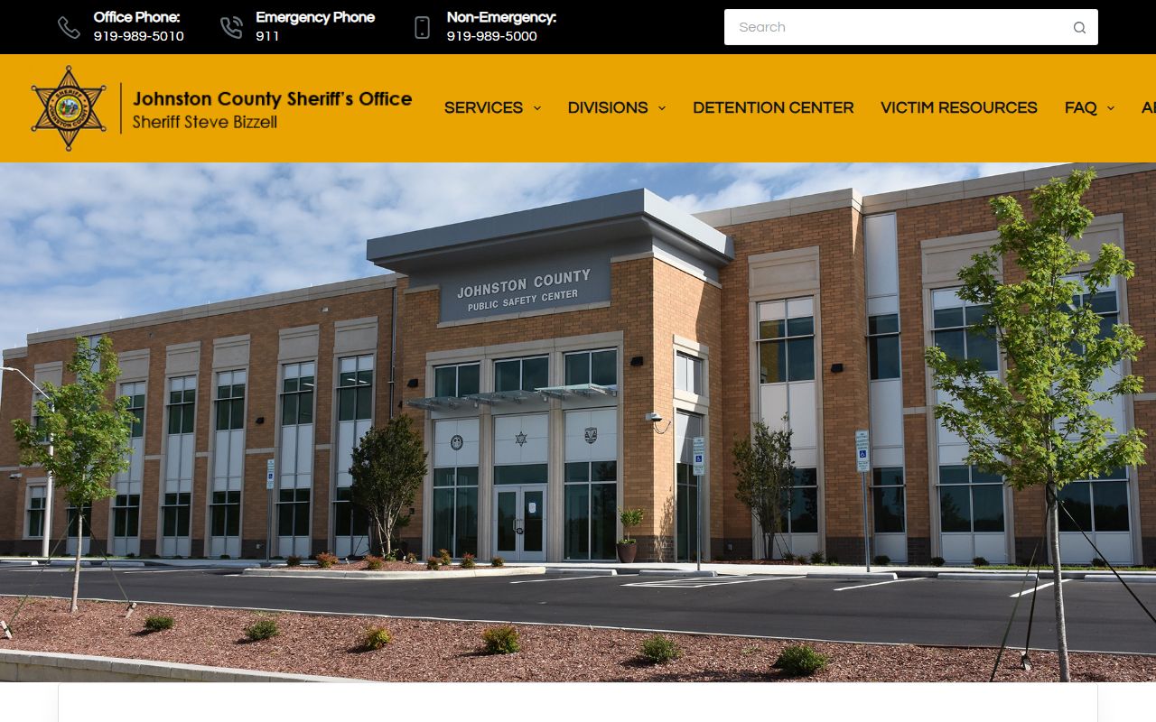 Johnston County Sheriff's Office website for warrant records