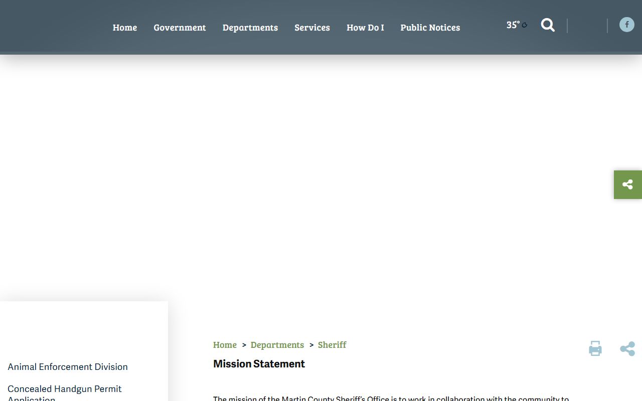 Martin County Sheriff's Office website for warrant records