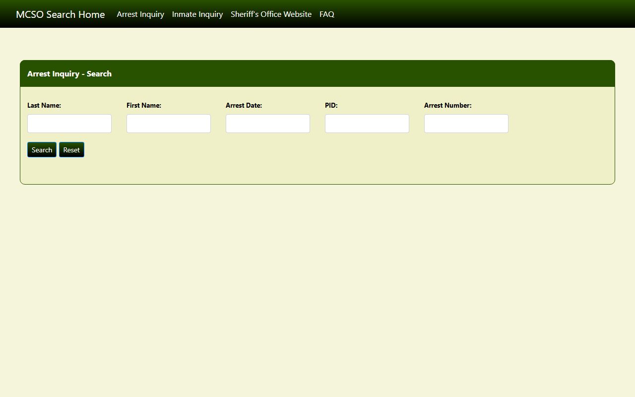 Mecklenburg County Sheriff arrest inquiry tool for warrant records