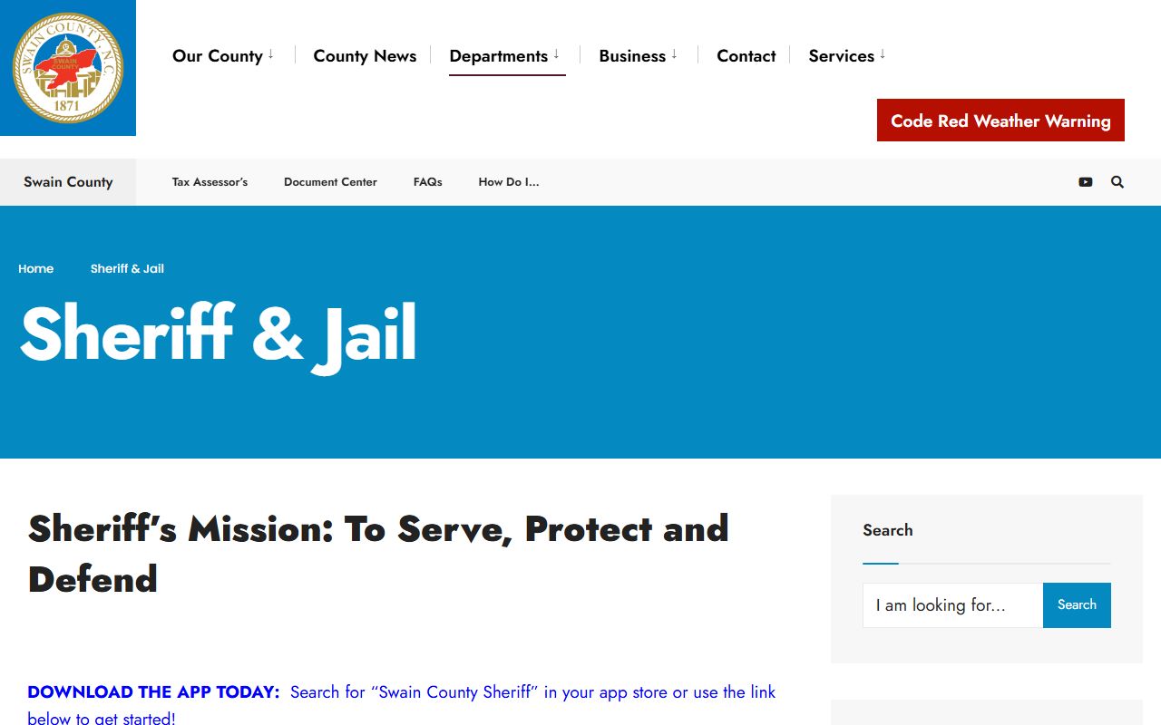 Swain County Sheriff Office website for warrant records