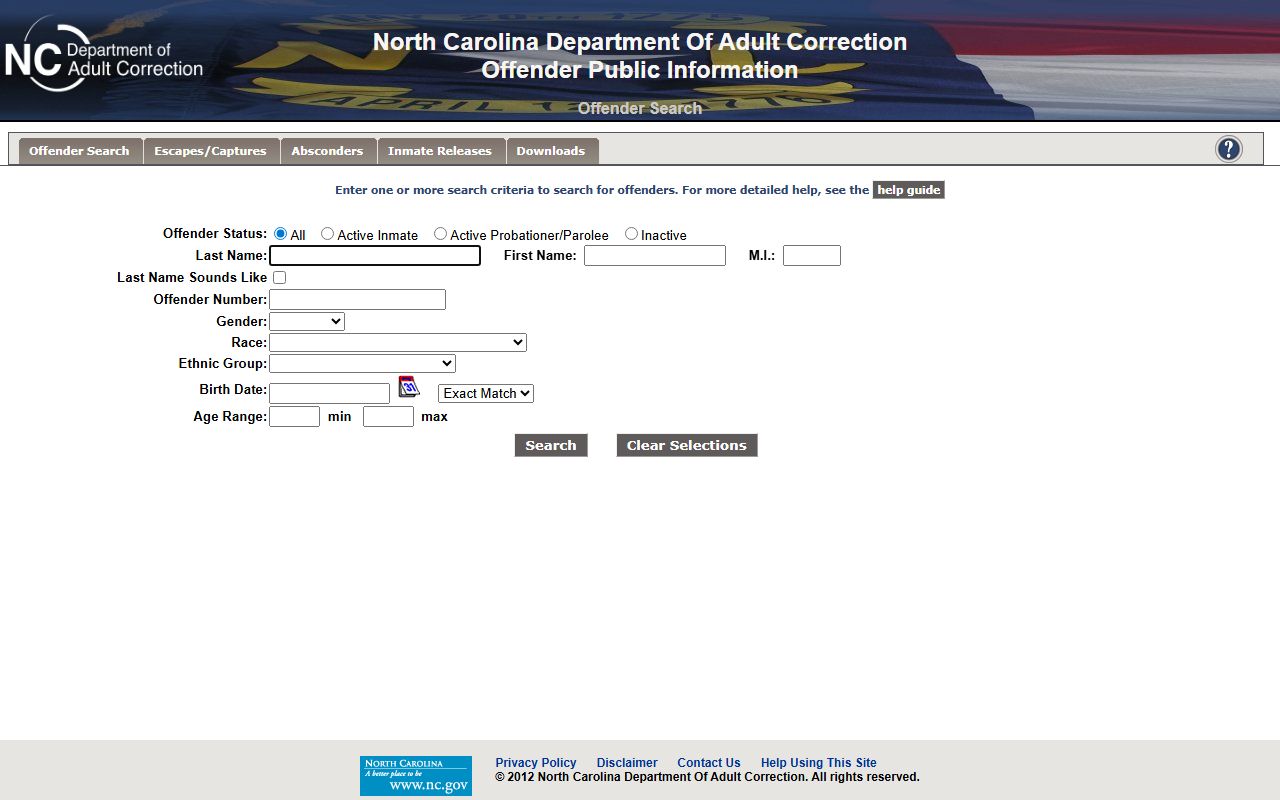 North Carolina offender public information search for warrant records